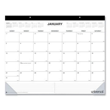 Universal® Desk Pad Calendar, 22 X 17, White-black Sheets, Black Binding, Clear Corners, 12-month (jan To Dec): 2022 freeshipping - TVN Wholesale
